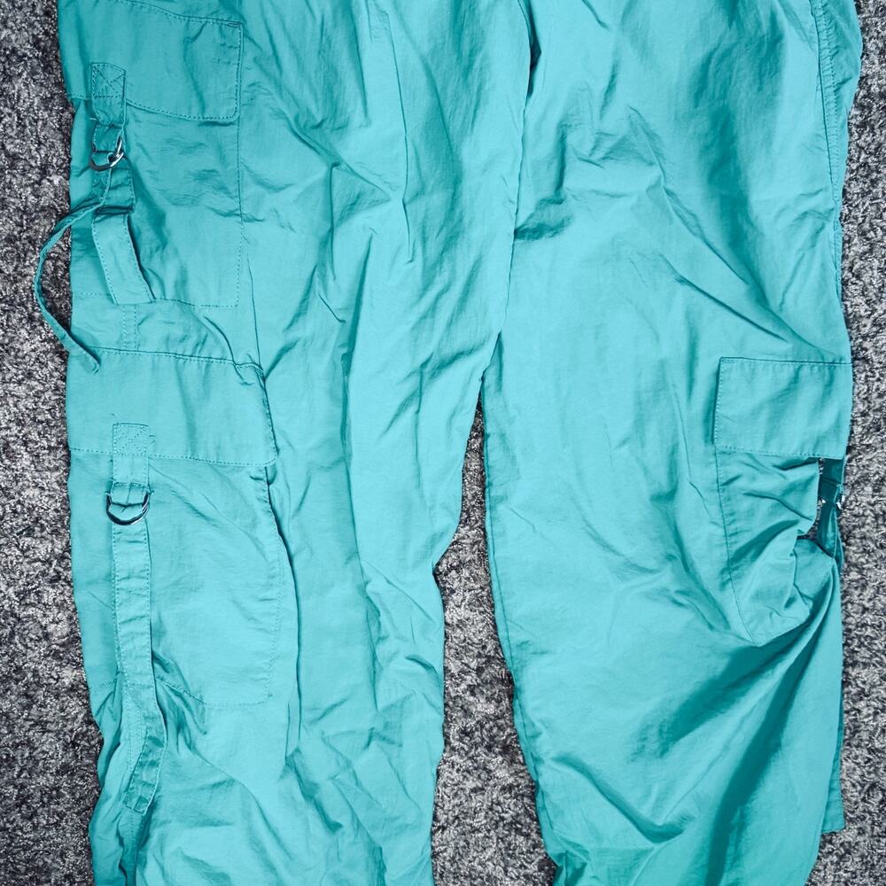 Love Tree Parachute Cargo Pants Nylon L Kelly Green Pockets Utility Streetwear - Picture 4 of 9